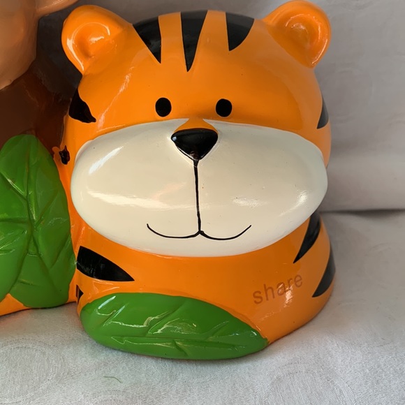 Stephen Joseph Ceramic Bank Jungle Theme Rhino Monkey Tiger Spend Save Share - Picture 4 of 7